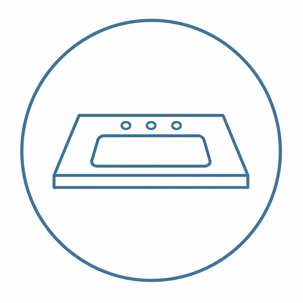 Precise cutouts for sinks and cooktop icon