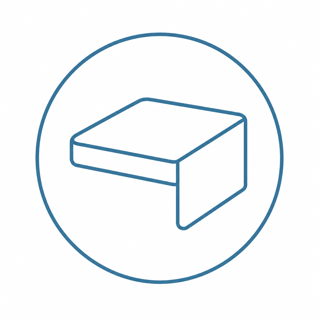 Eased edge: A simple, straight edge with slightly softened corners. Clean and modern icon