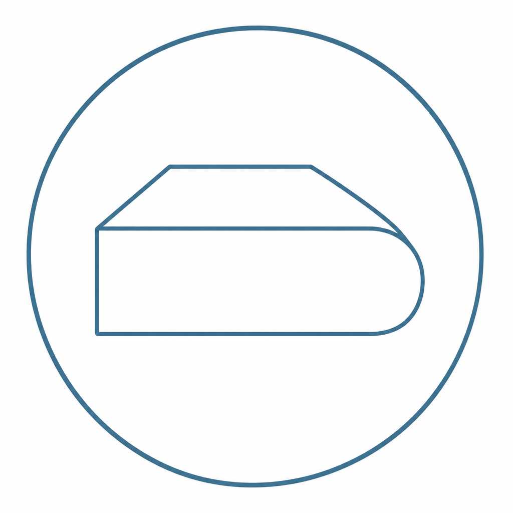 Bullnose edge: A full rounded edge that's soft, safe, and great for high-traffic areas icon