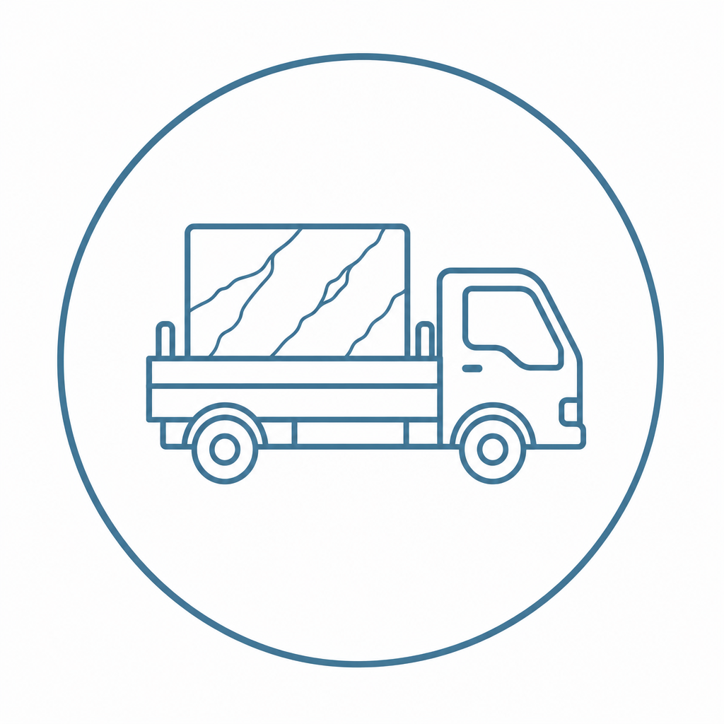 Delivering and placing slabs: We bring in the marble pieces safely and position them onto base cabinets. icon