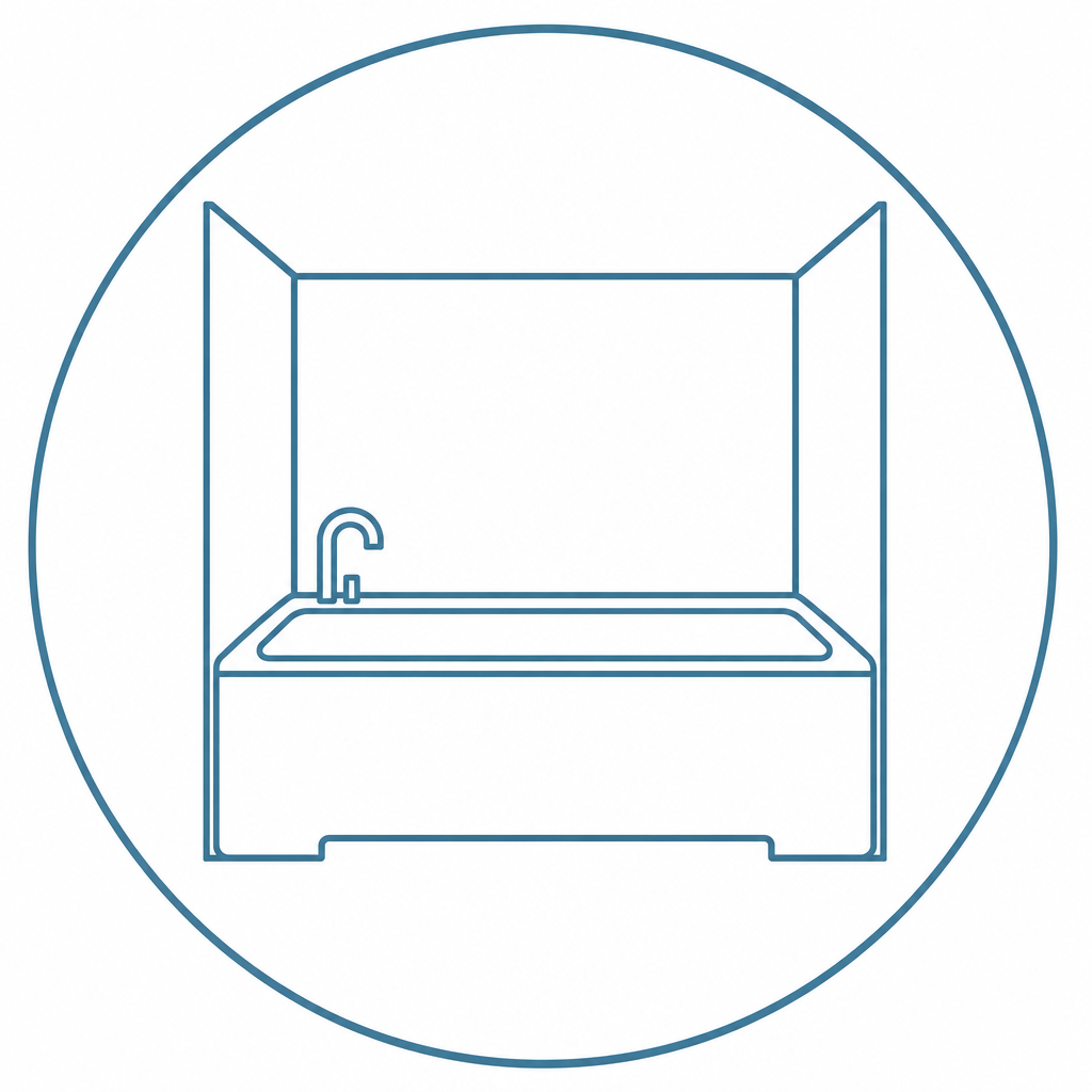 An alcove bathtub icon