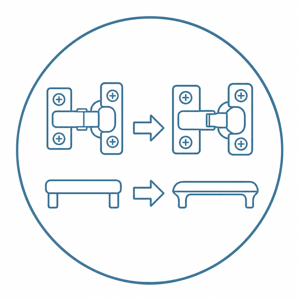 Upgrade hardware, including hinges and handles icon