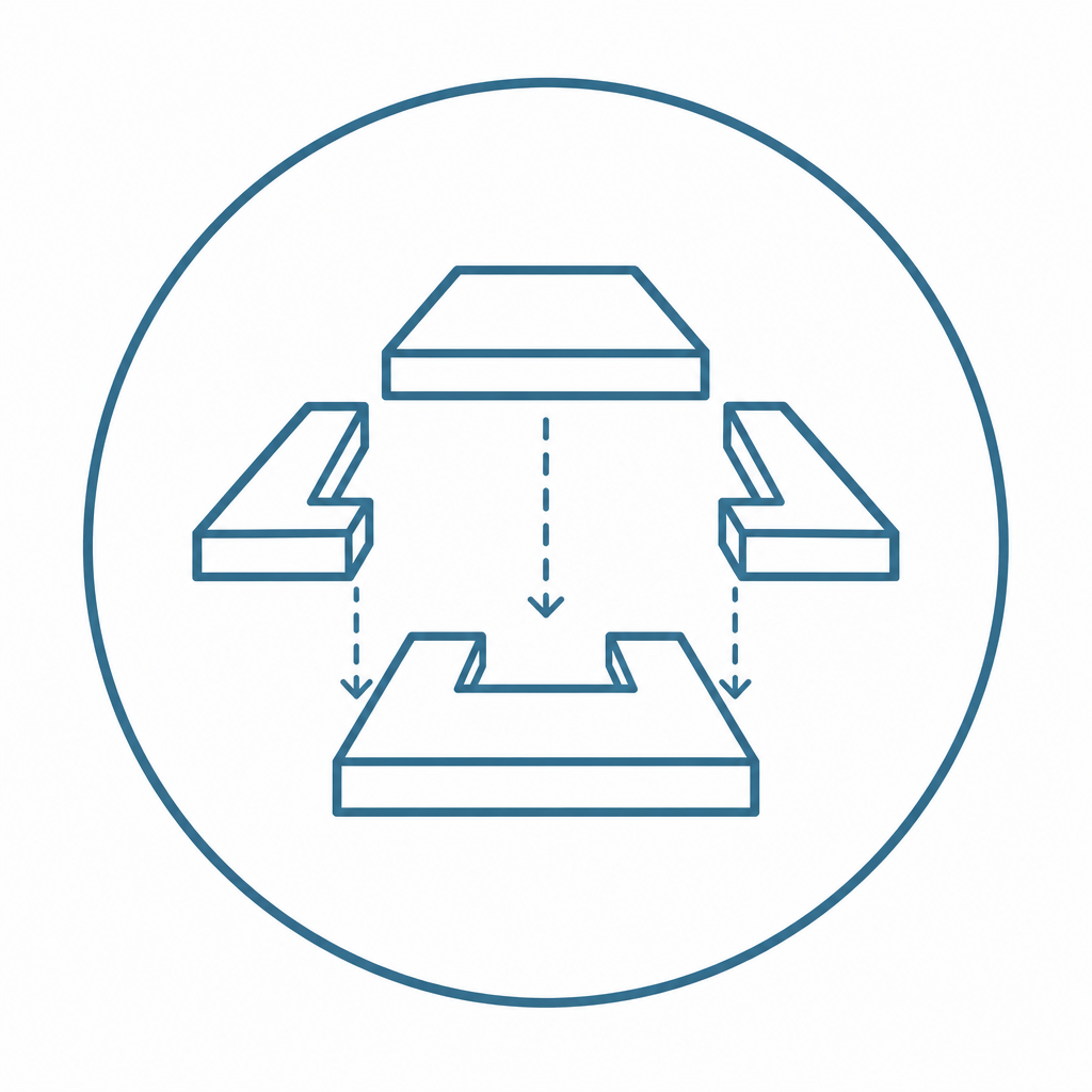 Dry-fitting sections in stages icon