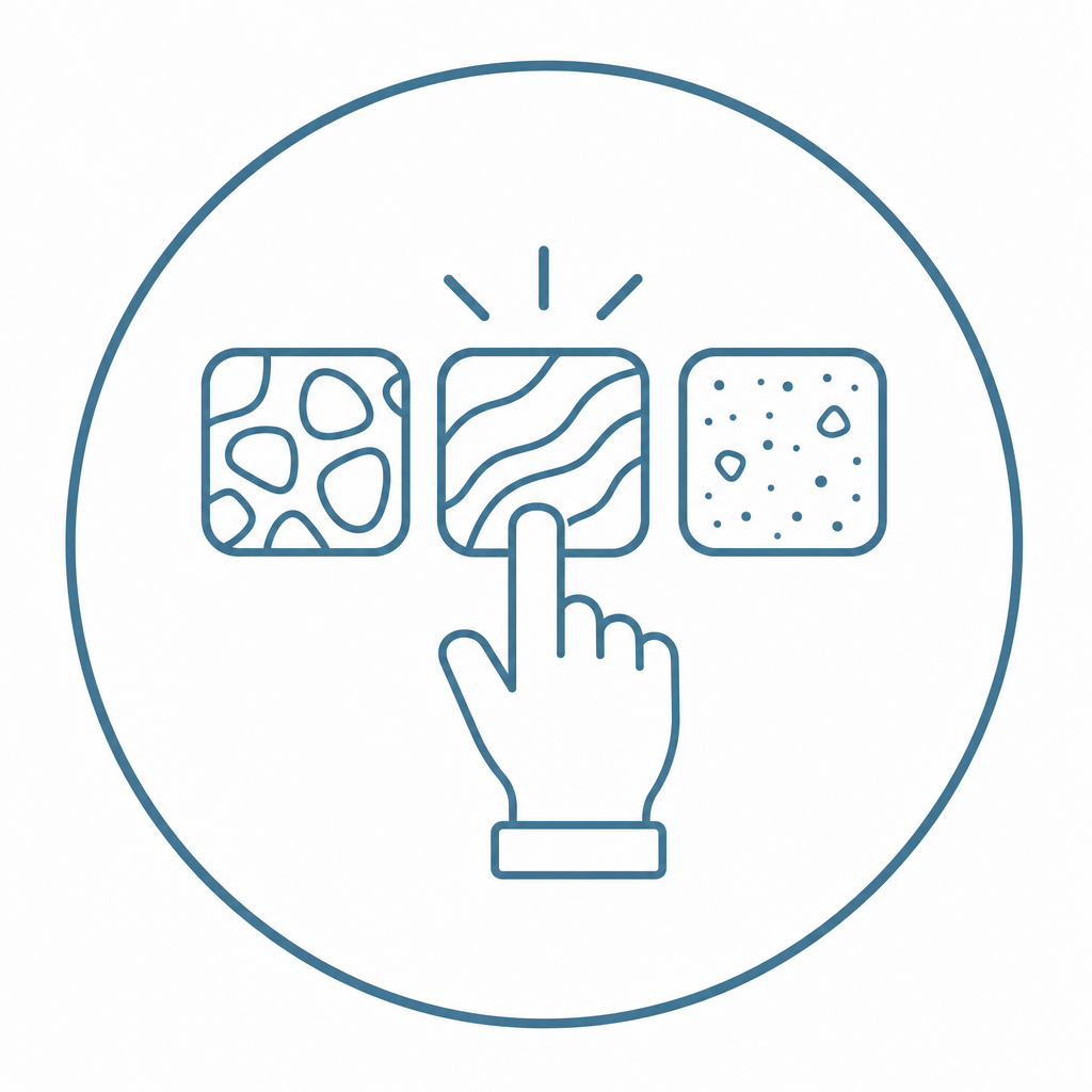 Selection of materials suited to your project's needs icon