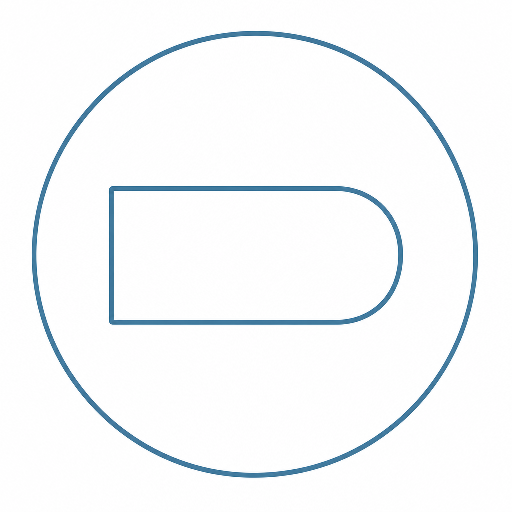 Half bullnose: Rounded on top, flat on the bottom icon