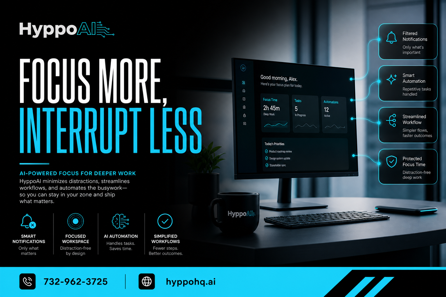 How AI reduces interruptions during the workday at HyppoAI with focused team