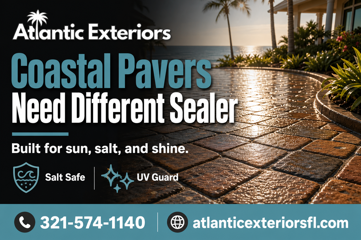 Florida sun and salt air coastal pavers at Atlantic Exteriors beachside home