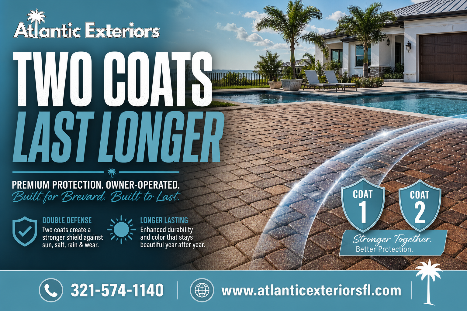 Why two-coat paver sealing lasts longer with Atlantic Exteriors driveway pavers