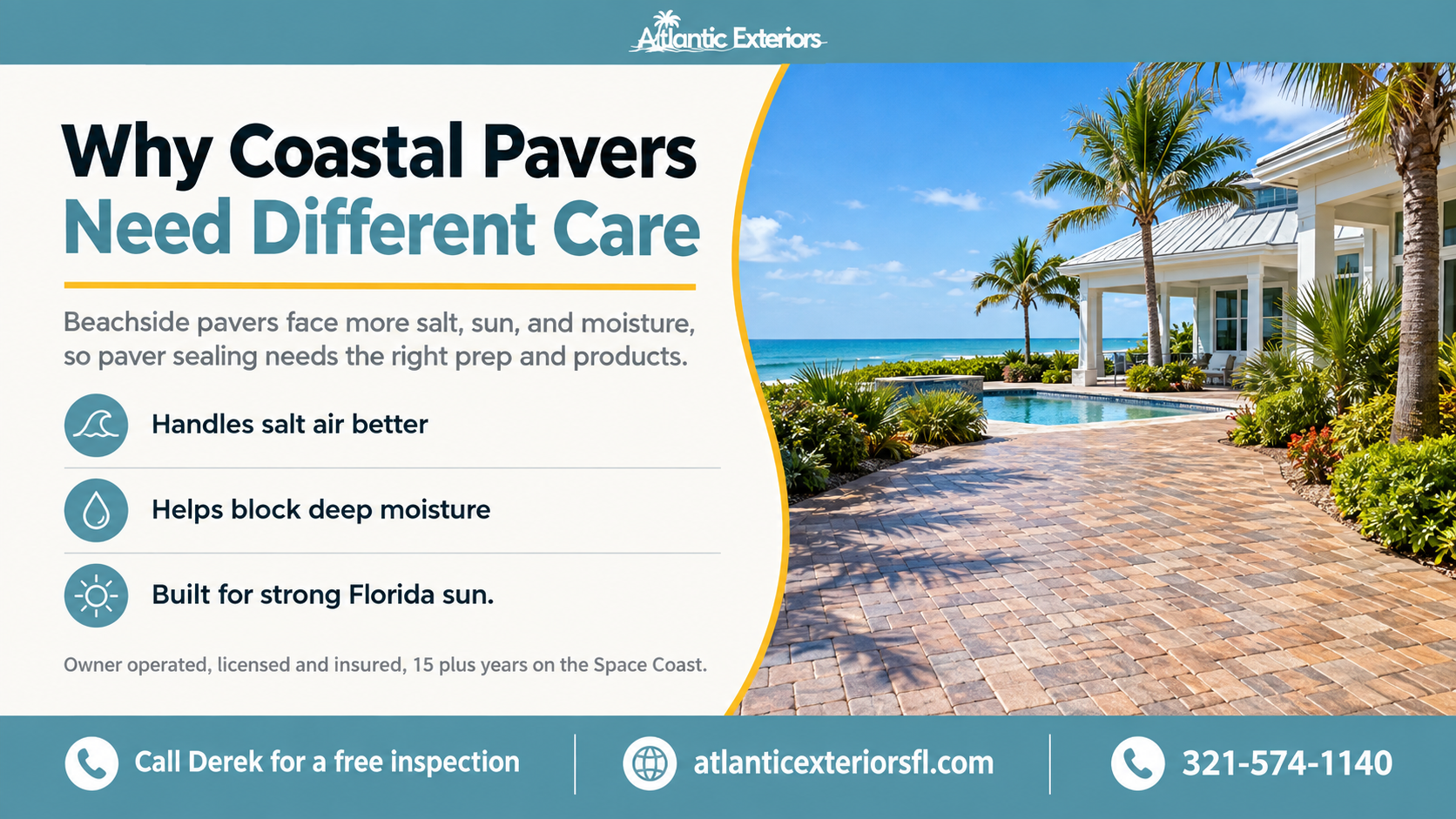 Why coastal Brevard pavers need a different approach by Atlantic Exteriors near oceanfront driveway