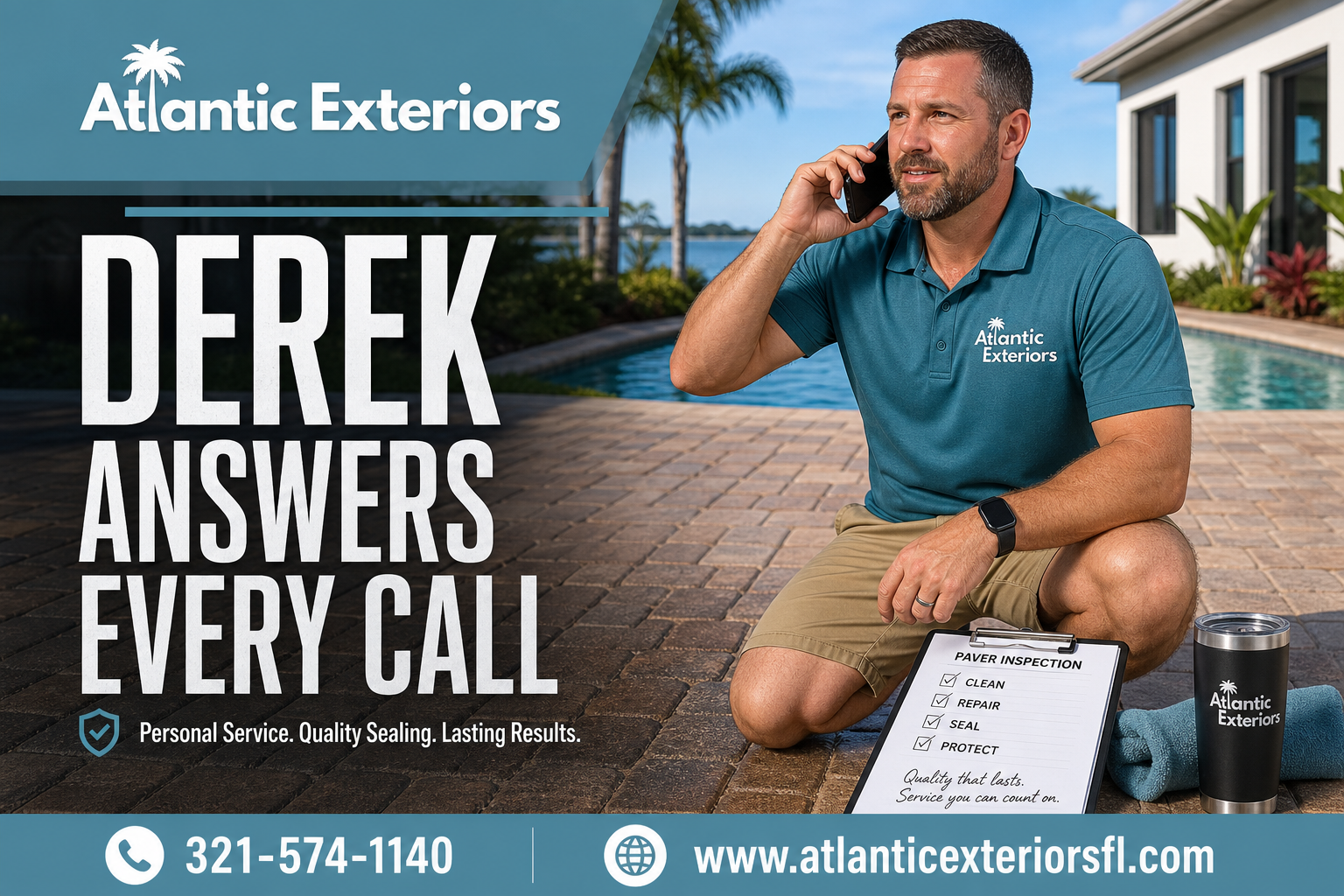 Why Derek answers the phone himself at Atlantic Exteriors paver sealing consultation