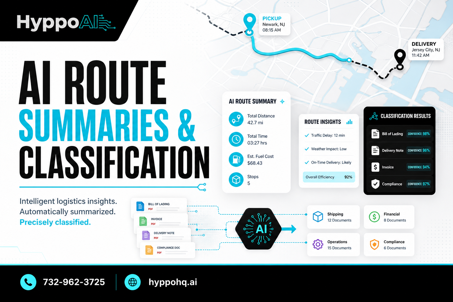 How AI summarizes routes and classifies information by HyppoAI with dashboard map