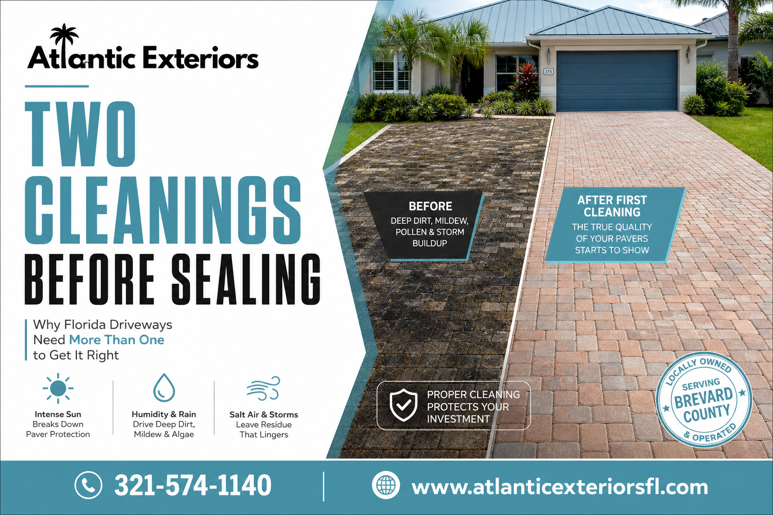 Why some driveways need cleaning twice before sealing by Atlantic Exteriors driveway wash