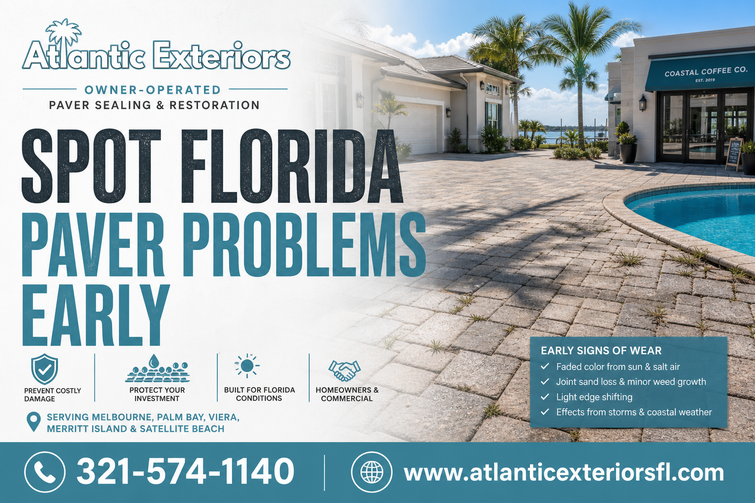 How to spot Florida-specific paver problems early by Atlantic Exteriors on a sunlit Brevard driveway