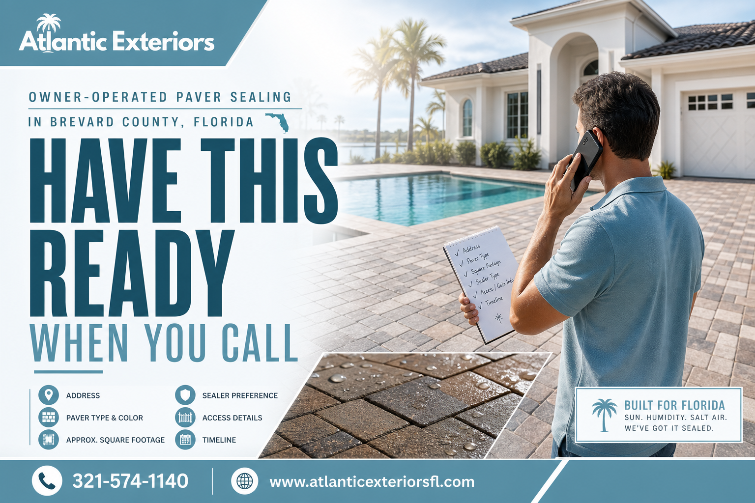 What to have ready when you call about paver sealing at Atlantic Exteriors driveway scene