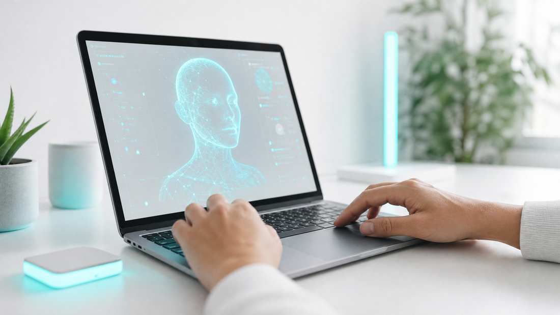 Developer working on a laptop with AI model interfaces on screen.